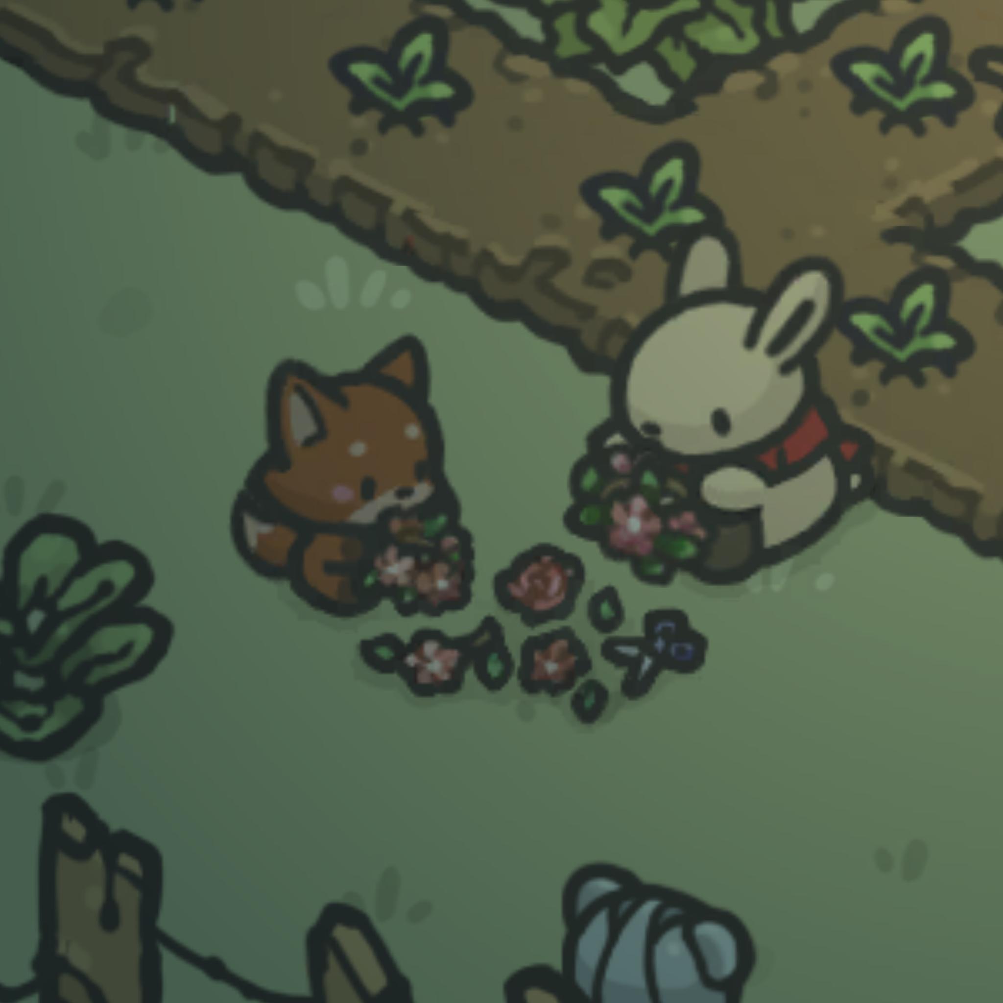 Pipi e Tsuki estão fazendo uma coroa de rosas.